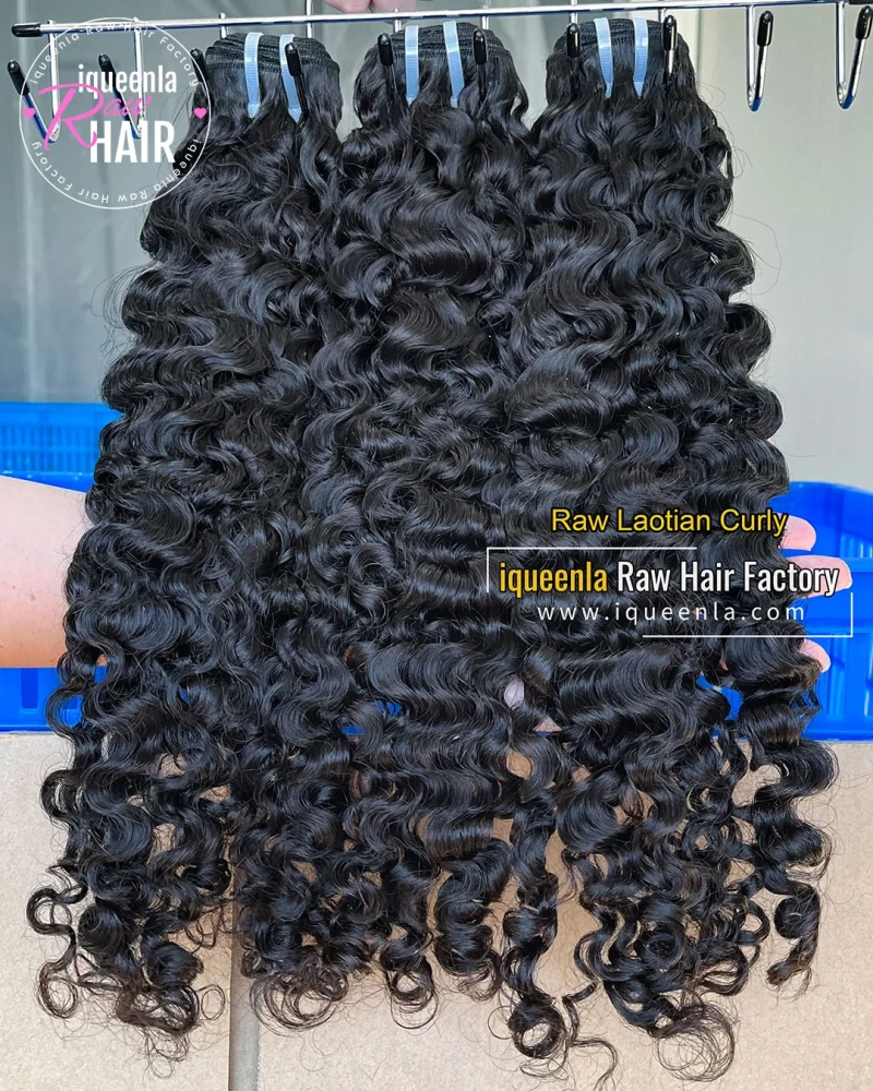 iqueenla Laotian Curly Raw Hair No Shedding No Tangling 1/3/4 Bundles Deals