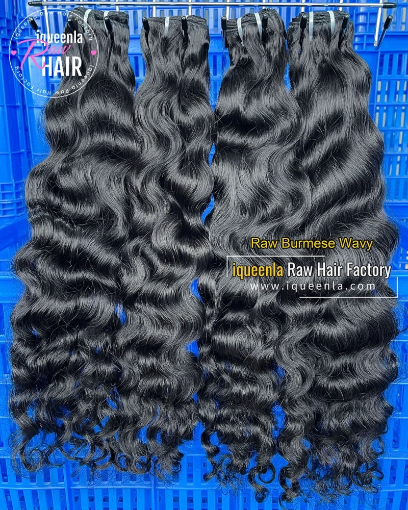 Iqueenla Wavy Raw Burmese Hair Bundles Tangle-free
