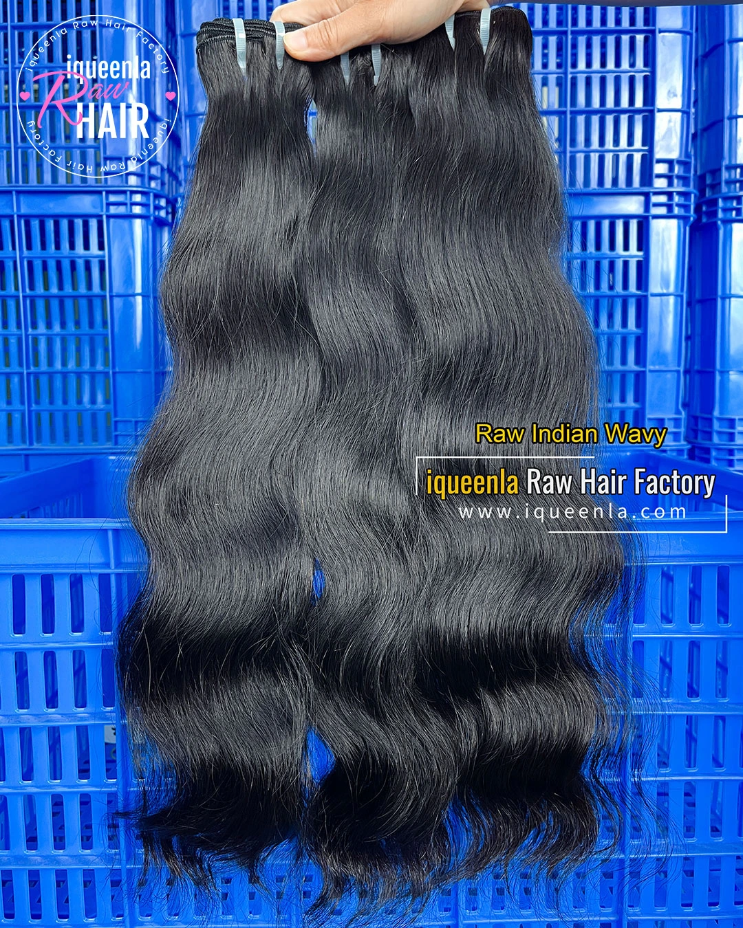 Iqueenla Raw Indian Wavy Hair Bundles, Unbleached & Cuticle Aligned