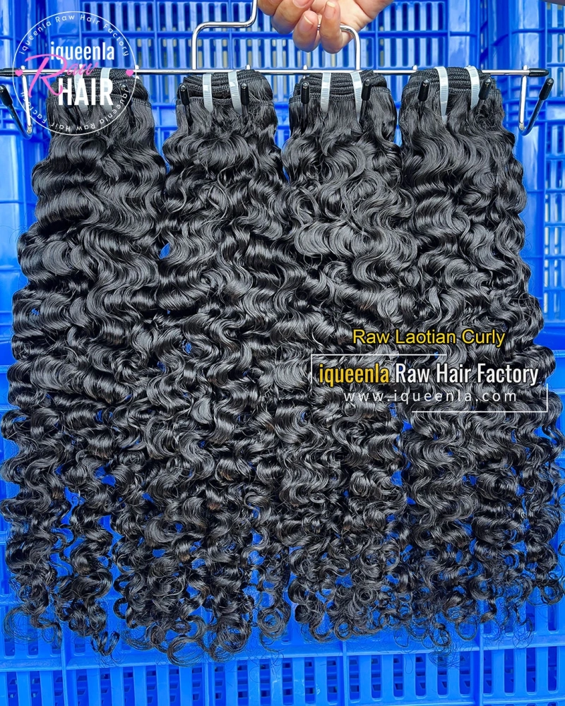 Iqueenla Curly Raw Laotian Hair Extensions​ No Shedding No Tangling Bundles