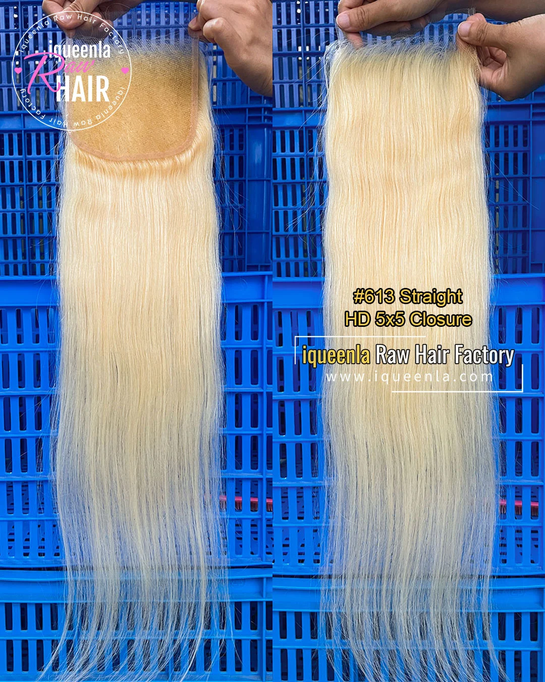 iqueenla #613 Blonde Straight 2x6/4x4/5x5/6x6/7x7/13x4/13x6 Transparent and HD Lace Closure Frontal