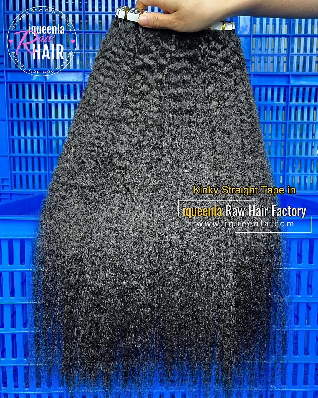 iqueenla Kinky Straight  Mink Hair Tape In 1/3/4 Packs 20/60/80 Pcs Deal