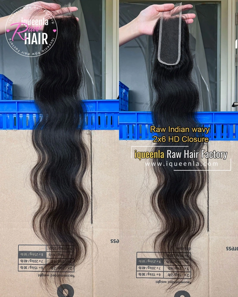 Iqueenla Indian Wavy Transparent and HD 2x6/4x4/5x5/6x6/13x4/13x6 Lace Closure/Frontal