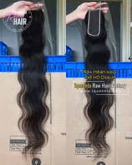 Iqueenla Indian Wavy Transparent and HD 2x6/4x4/5x5/6x6/13x4/13x6 Lace Closure/Frontal