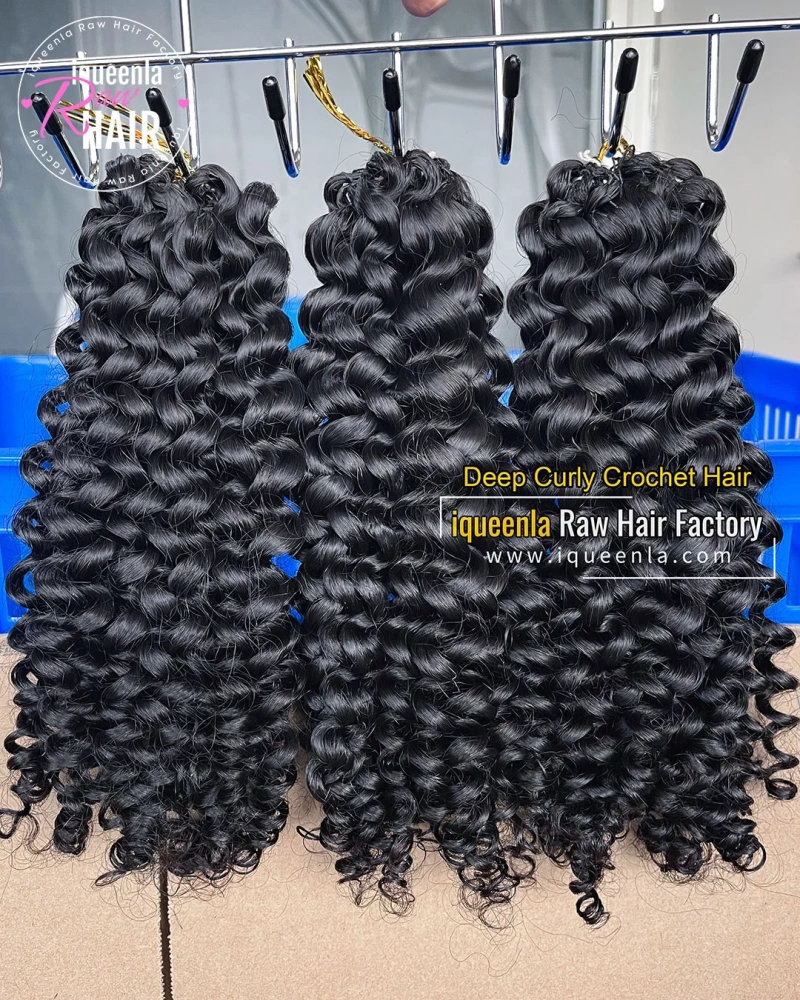 Iqueenla Deep Curly Invisible Human Hair Crochet Braids​ Styles