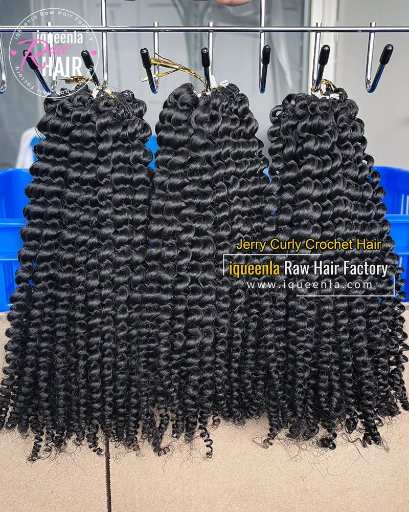 Iqueenla Jerry Curly Crochet Hair Feather Braids Hair Extensions