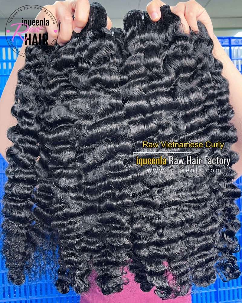 Iqueenla Vietnamese Raw Curly Bundles Cuticles Aligned Human Hair