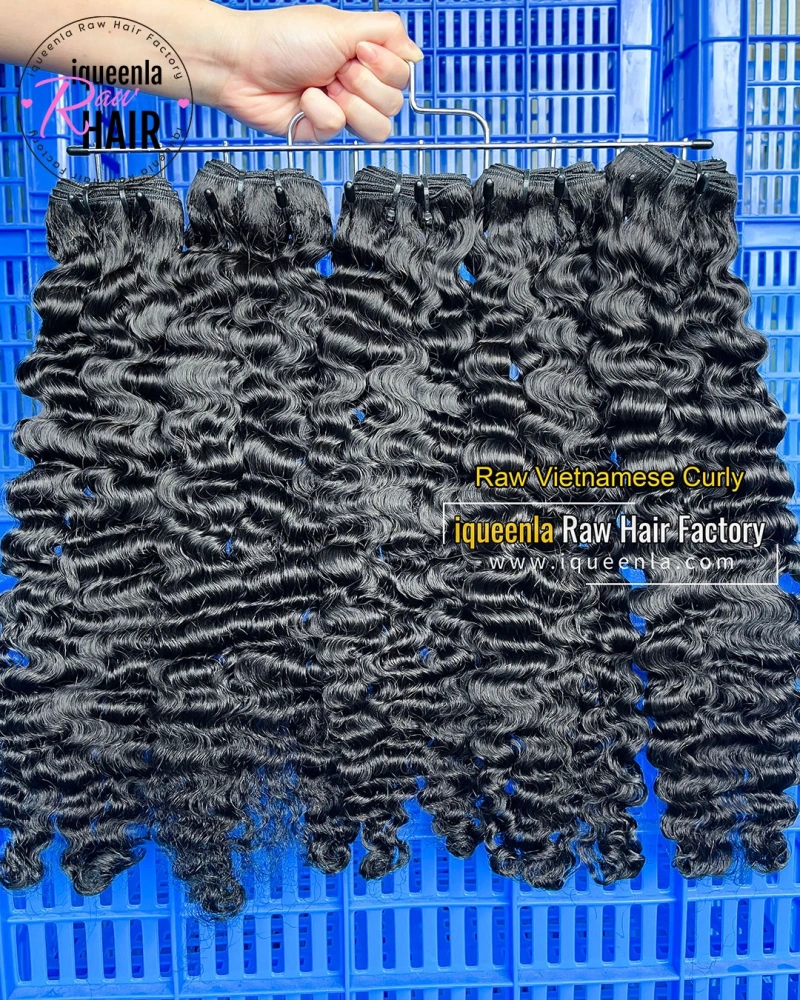 Iqueenla Vietnamese Raw Curly Bundles Cuticles Aligned Human Hair