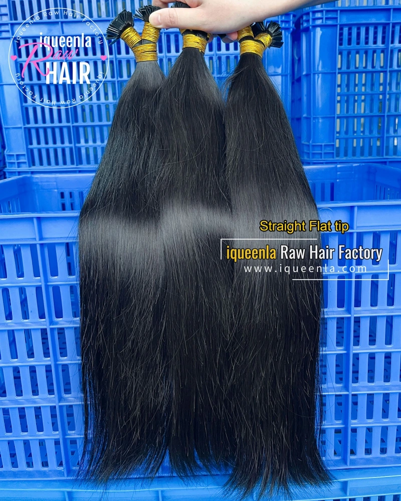 Iqueenla Straight Flat Tip Hair Extensions​ 100% Mink Hair