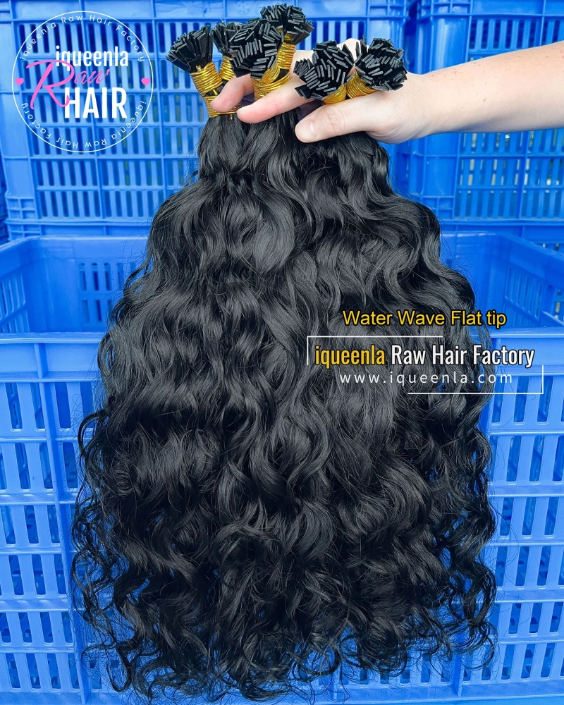 Iqueenla Water Wave Flat Tip Pre Bonded Human Hair Extension