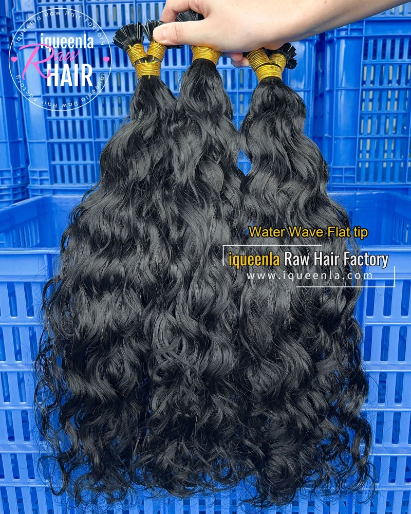 Iqueenla Water Wave Flat Tip Pre Bonded Human Hair Extension