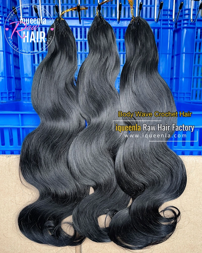 Iqueenla Body Wave Crochet Hair Natural Color Human Hair Extension