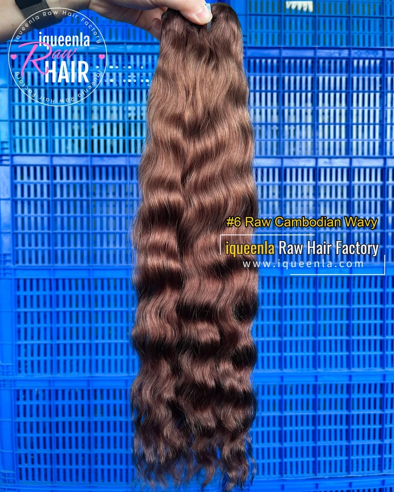 Iqueenla #6 Color Raw Cambodian Wavy Hair Bundles​ No Tangle
