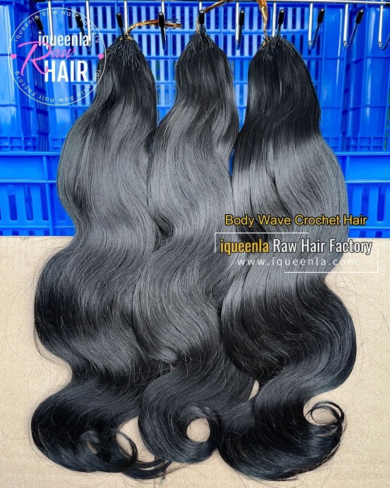 Iqueenla Body Wave Crochet Hair Natural Color Human Hair Extension