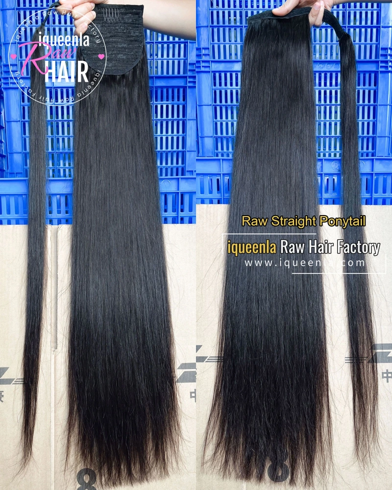 iqueenla Clip in Ponytail Extension Straight Raw Human Hair Ponytails