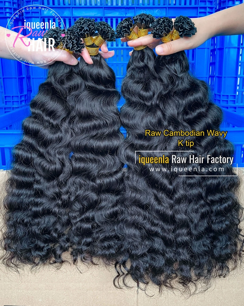 iqueenla Cambodian Wavy 100% Raw Hair K Tip Extension 18-30 Inch