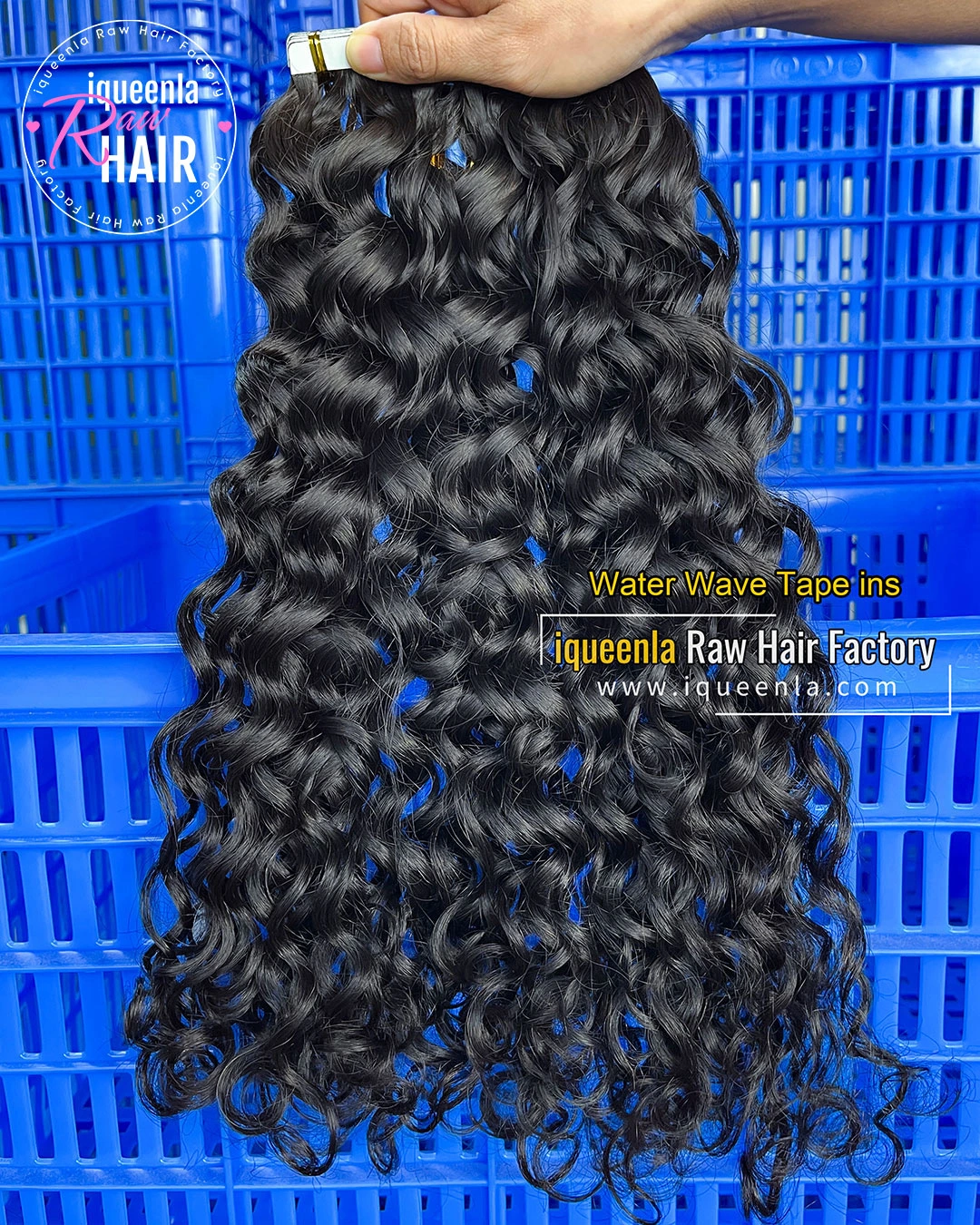 iqueenla Unprocessed Mink Hair Water Wave Tape In 1/3/4 Packs 20/60/80 Pcs Deal