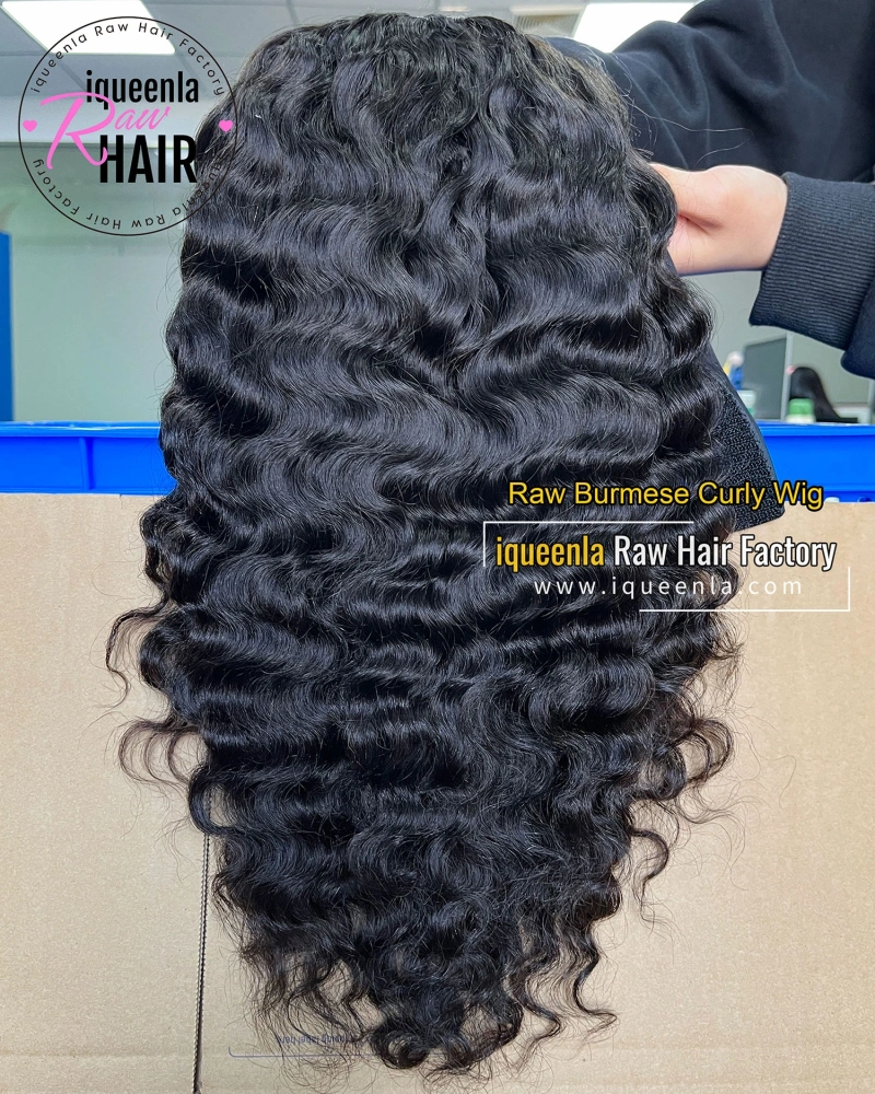 Iqueenla Burmese Curly Raw Human Hair Headband Wigs