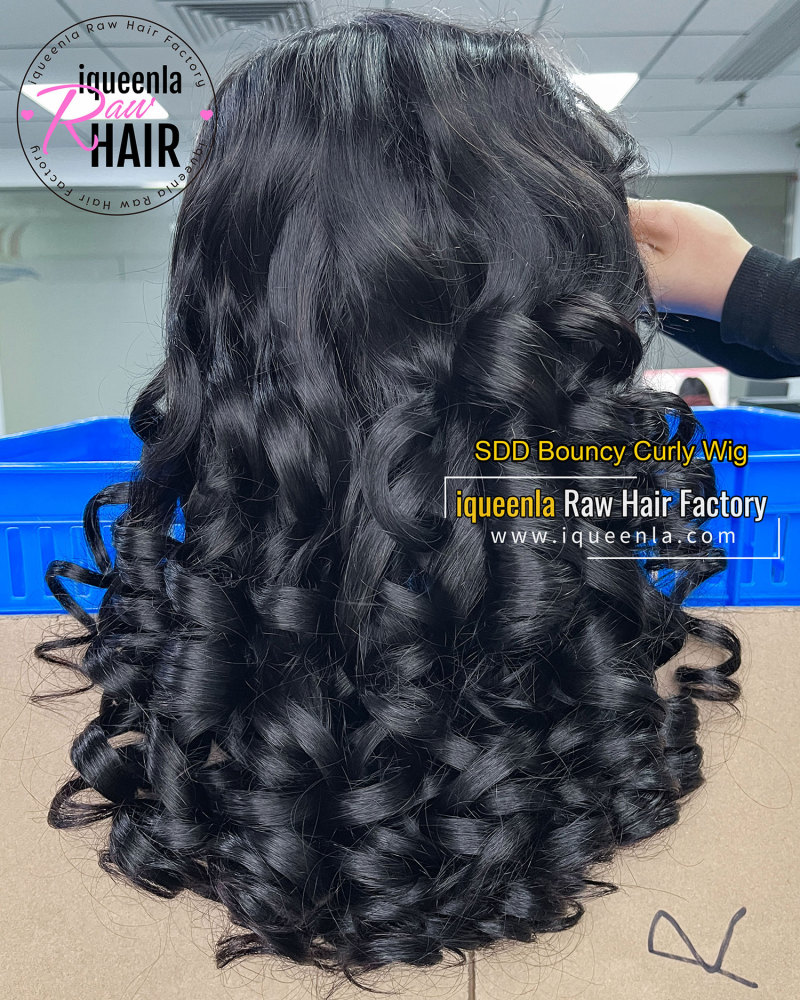 iqueenla Bouncy Culry Super Double Drawn Transparent Lace Wig