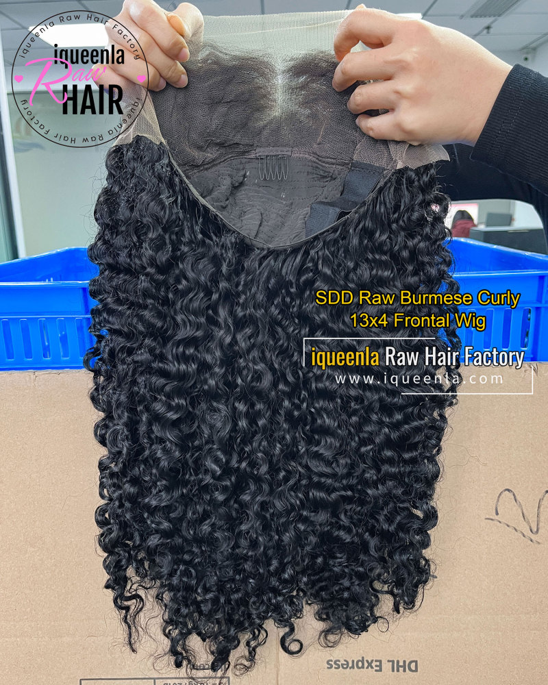 iqueenla Burmese Culry Super Double Drawn Transparent Lace Wig