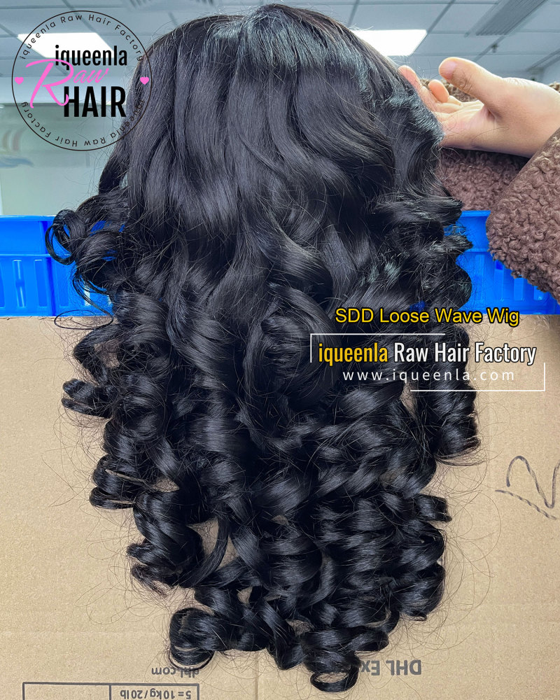 iqueenla Loose Wave Super Double Drawn Transparent Lace Wig