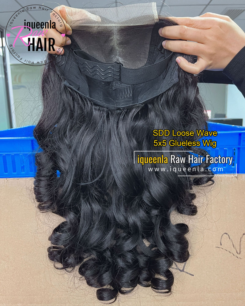 iqueenla Loose Wave Super Double Drawn Transparent Lace Wig