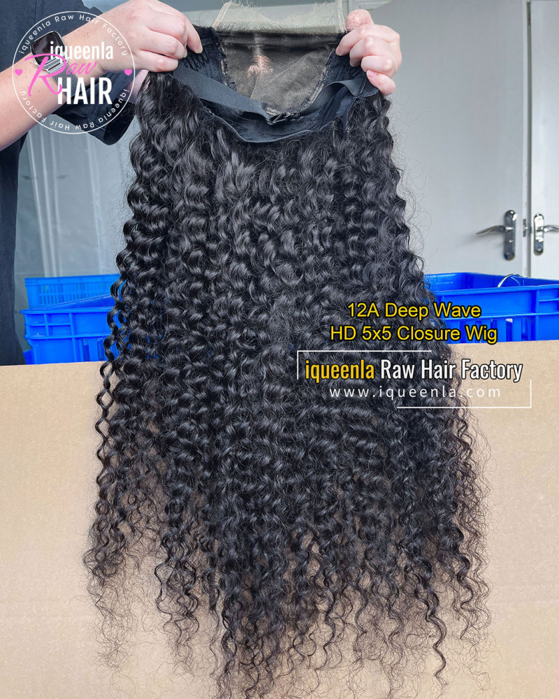 Iqueenla 12A Deep Wave Customize Lace Wigs With HD & Transparent Lace