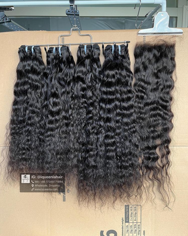 Iqueenla Raw Cambodian Wavy Bundles(3 PCS) With 4x4 HD & Transparent Lace Closure