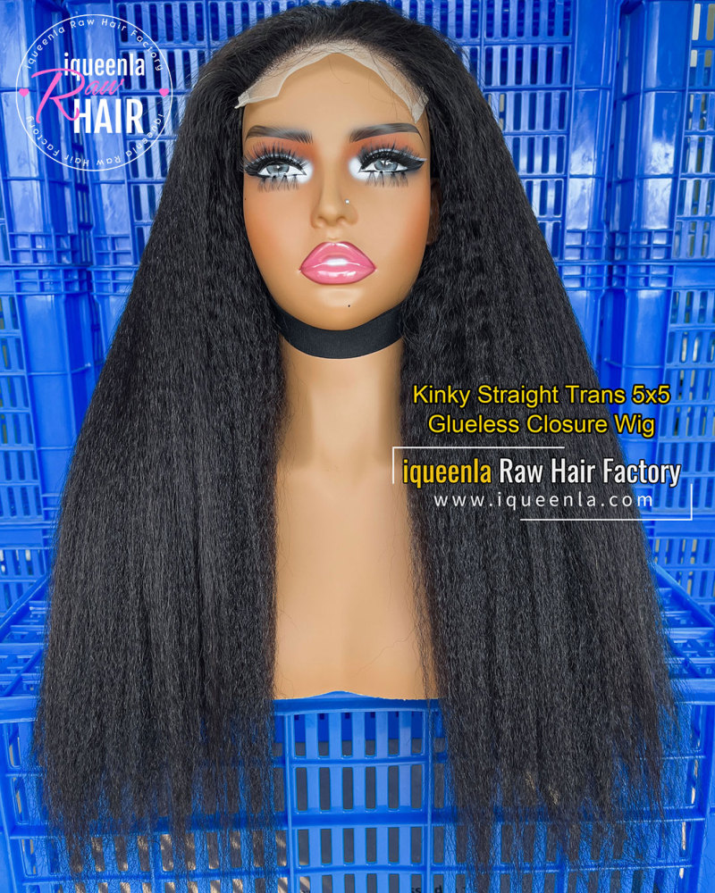 Iqueenla 12A Kinky Straight Customize Lace Wigs With HD & Transparent Lace