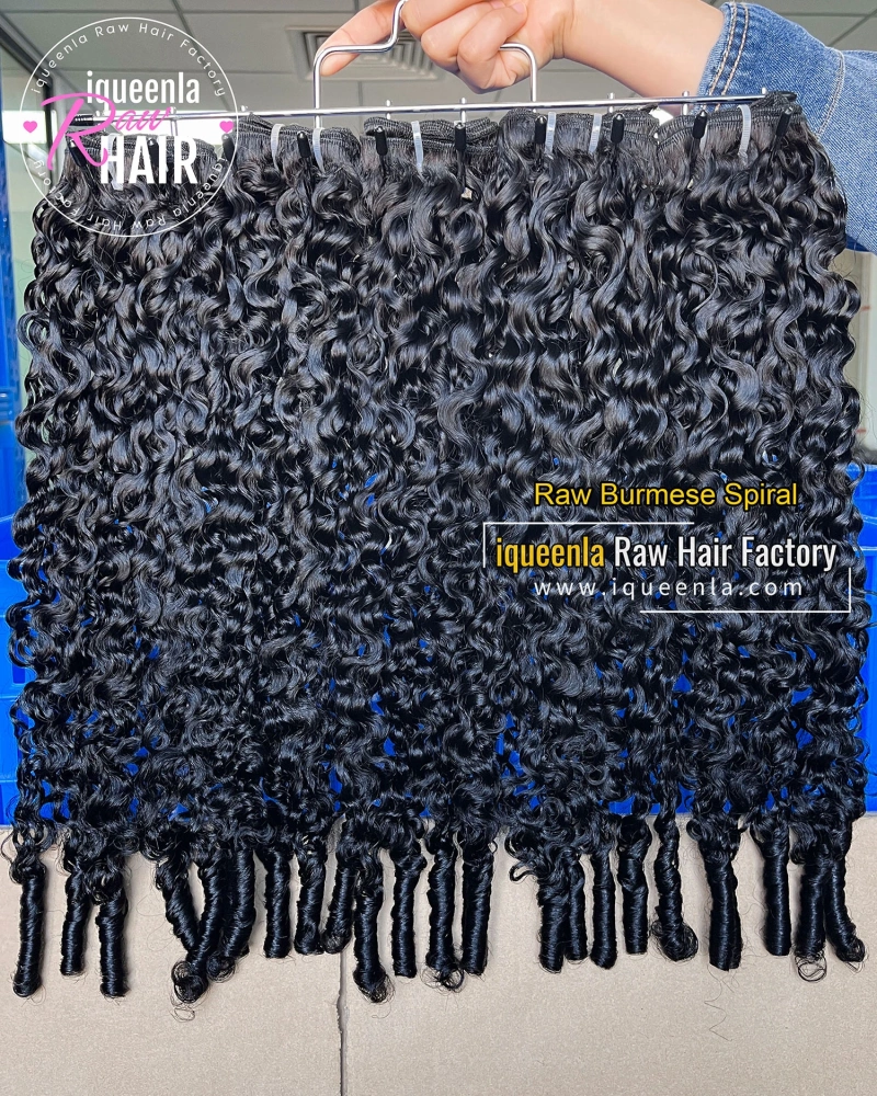 Iqueenla Raw Burmese Spiral Curly Hair Bundles