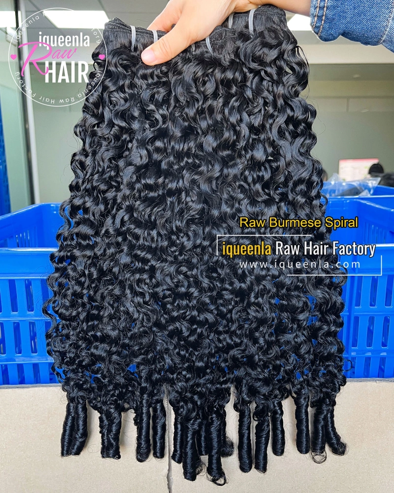 Iqueenla Raw Burmese Spiral Curly Hair Bundles