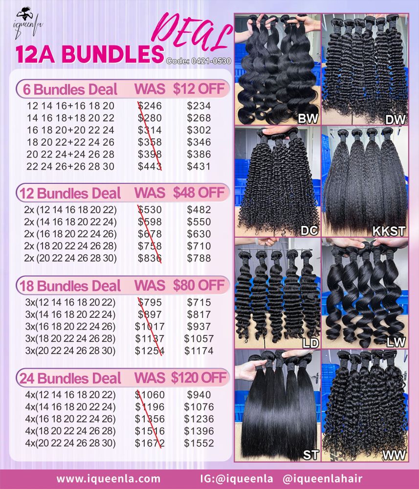 12A afforable virgin hair 6-24 Bundles Deal
