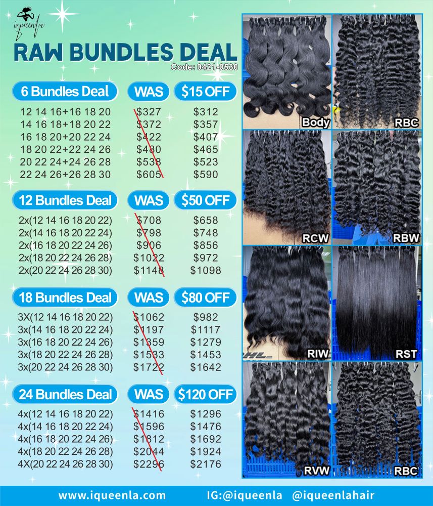 Iqueenla Hot Sale 100% Raw Hair Bundles 6-20 Deal
