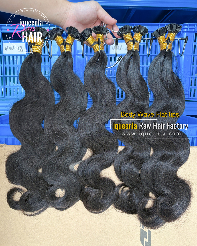 Iqueenla Body Wave Flat Tip Hair Extensions​ 100% virgin hair