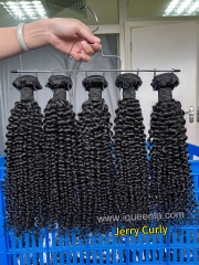 iqueenla 12A Jerry Curly Salon-restyling Human Hair 1/3/4 Bundles Deals