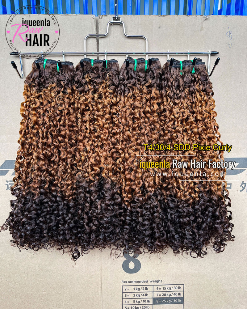 iqueenla T4/30/4 Pixie Curly Super Double Drawn Hair Bundle 1/3/4 Pcs Deal