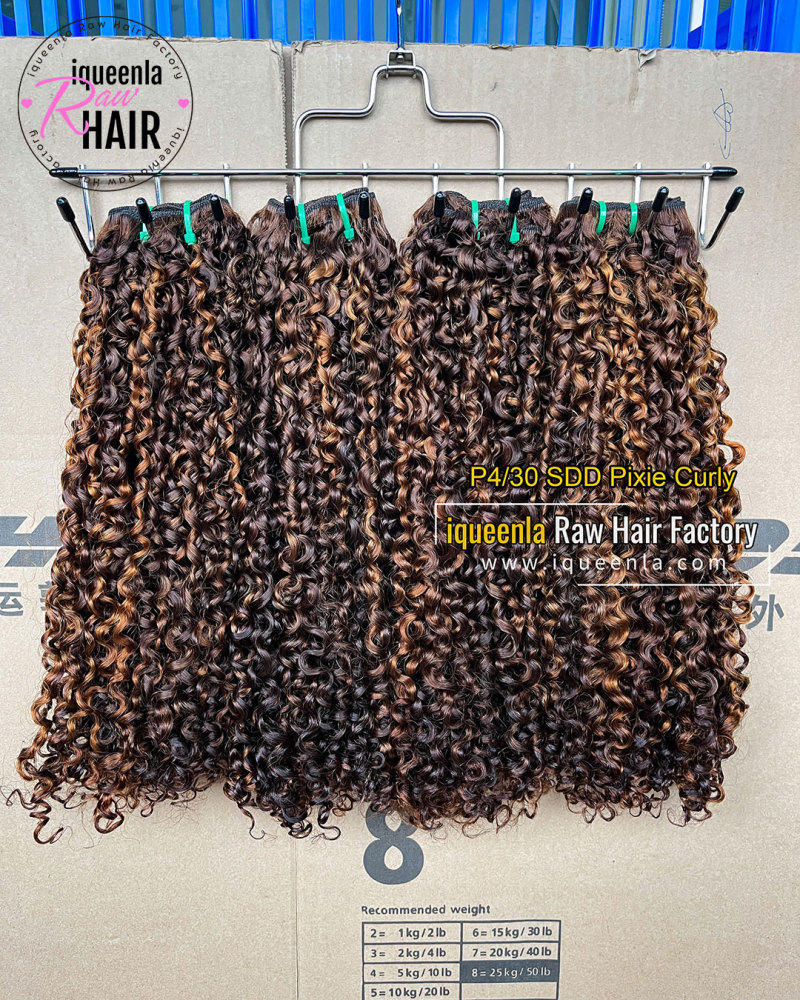 iqueenla P4/30 Color Pixie Curly Super Double Drawn Hair Bundle 1/3/4 Pcs Deal