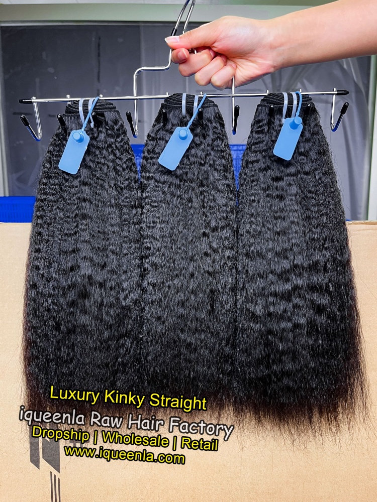 iqueenla Luxury Kinky Straight Full Human Hair 1/3/4 Bundles Deal