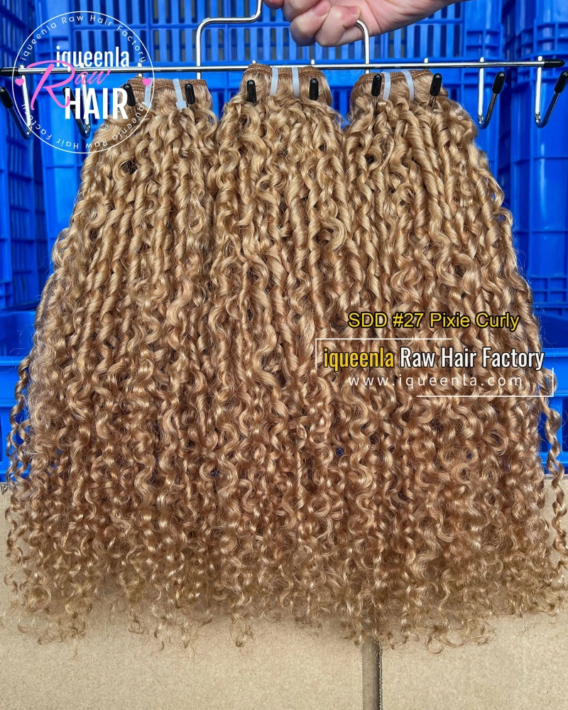 iqueenla #27 Color Super Double Drawn Pixie Curly Hair Bundle 1/3/4 Pcs Deal