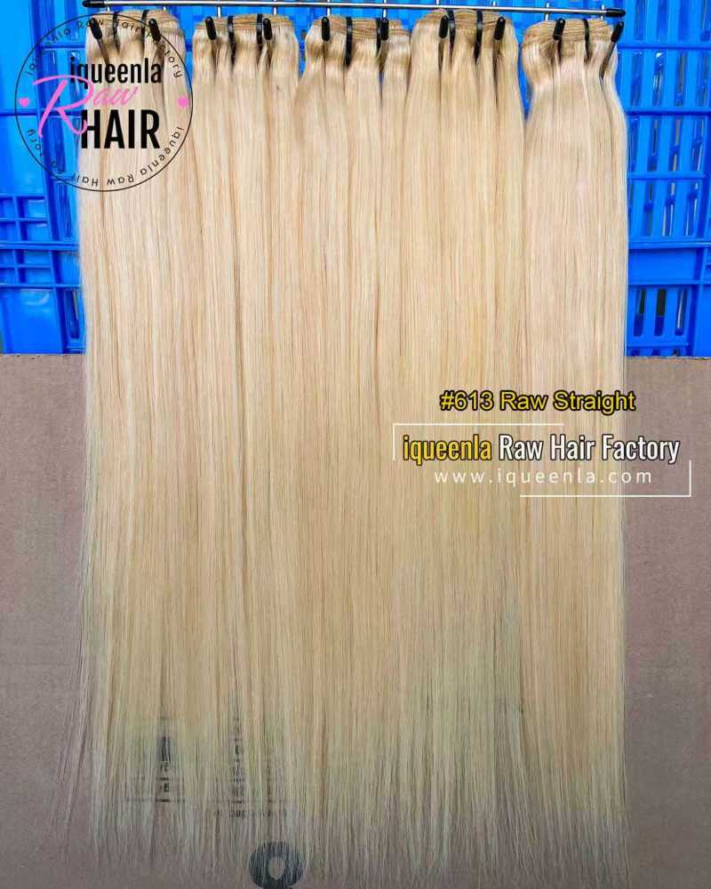 iqueenla Blonde #613 Straight Raw Human Hair 1/3/4 Bundles Deals
