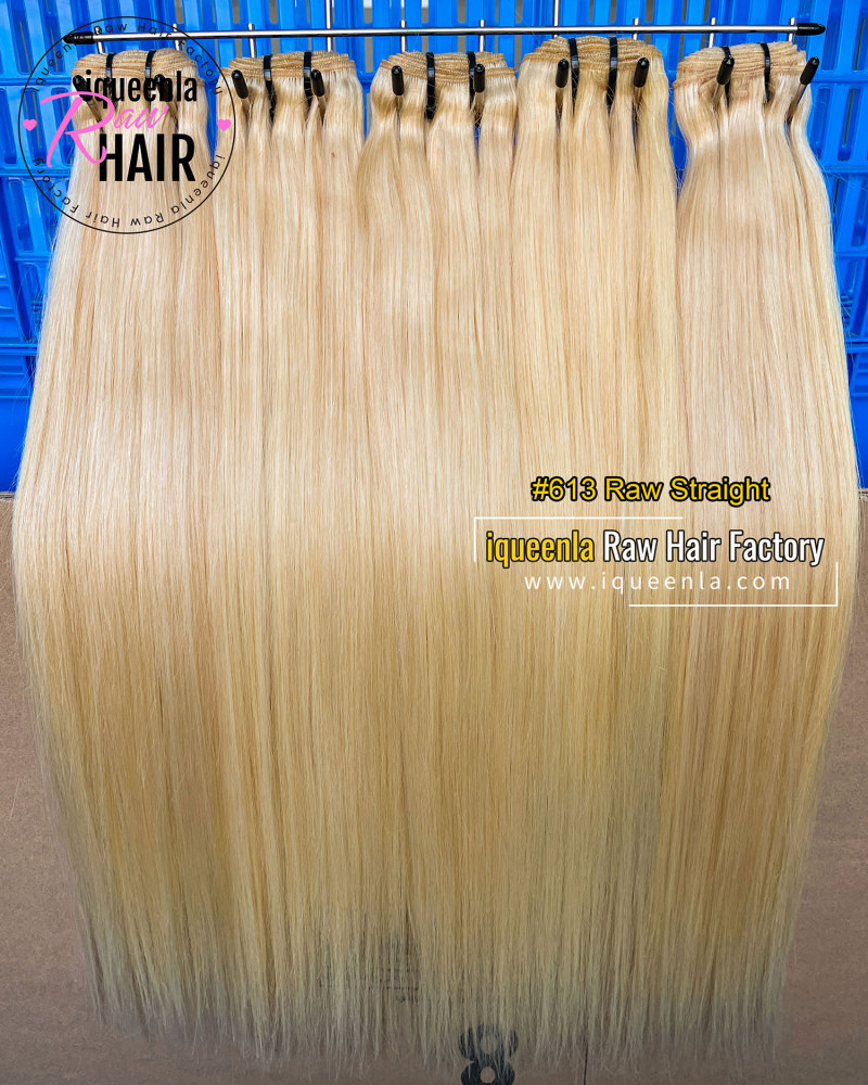 iqueenla Blonde #613 Straight Raw Human Hair 1/3/4 Bundles Deals