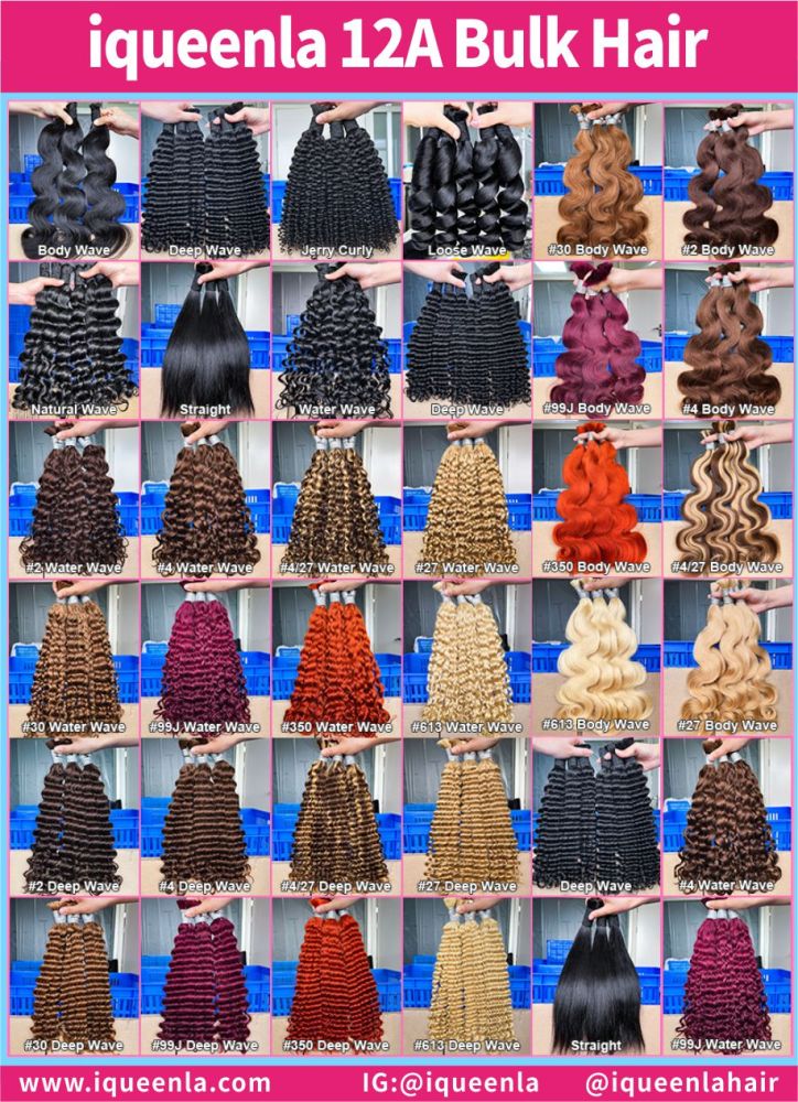 iquenela Virgin bulk hair No Weft Hair Bulk Braiding 1/3/4 Packs Deal all Virgin textures