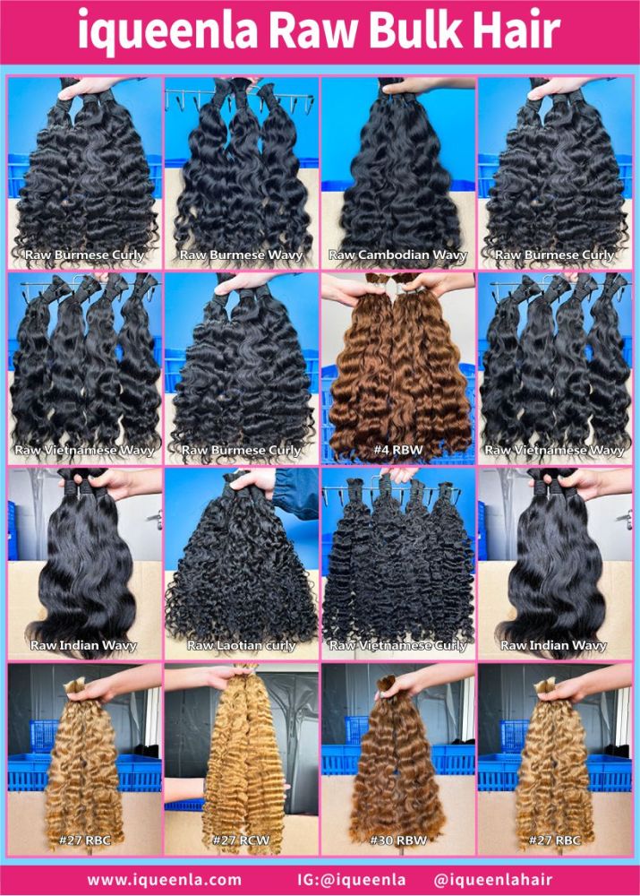 iquenela Raw bulk hair No Weft Hair Bulk Braiding 1/3/4 Packs Deal all Raw textures