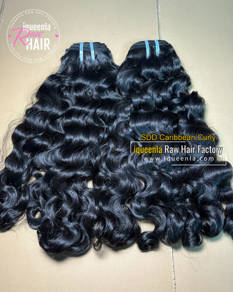 iqueenla SDD Caribbean Curly Super Double Drawn Hair Bundle Natural Color 1/3/4 Pcs Deal