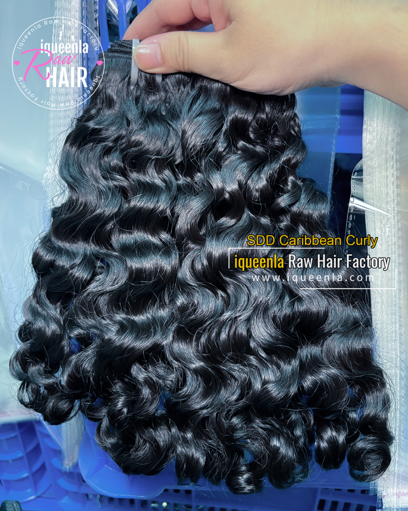 iqueenla SDD Caribbean Curly Super Double Drawn Hair Bundle Natural Color 1/3/4 Pcs Deal