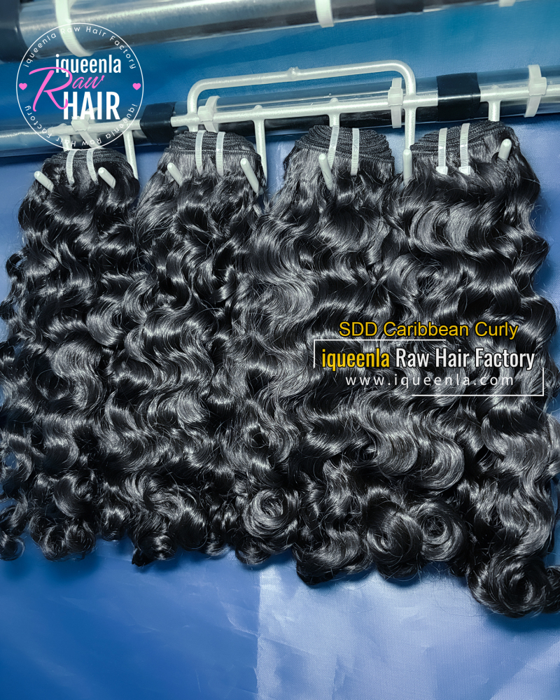 iqueenla SDD Caribbean Curly Super Double Drawn Hair Bundle Natural Color 1/3/4 Pcs Deal
