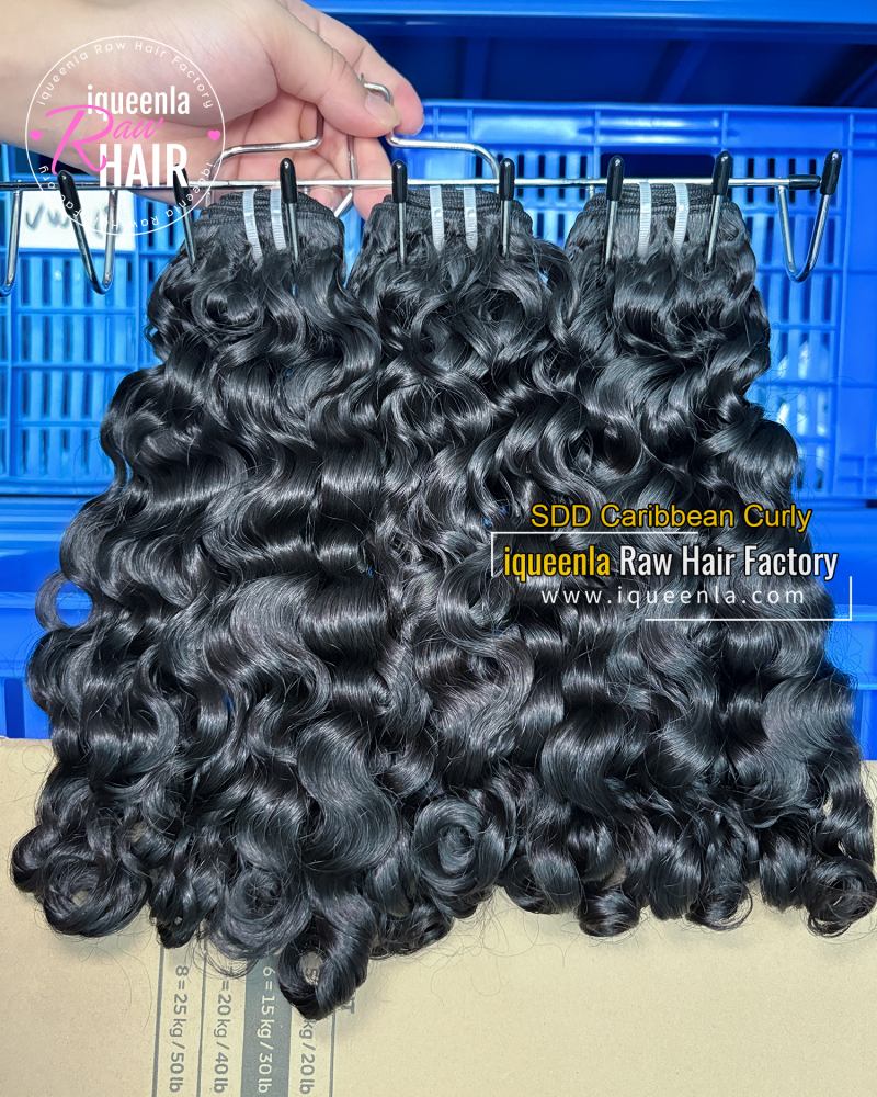 iqueenla SDD Caribbean Curly Super Double Drawn Hair Bundle Natural Color 1/3/4 Pcs Deal