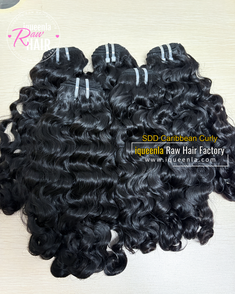 iqueenla SDD Caribbean Curly Super Double Drawn Hair Bundle Natural Color 1/3/4 Pcs Deal