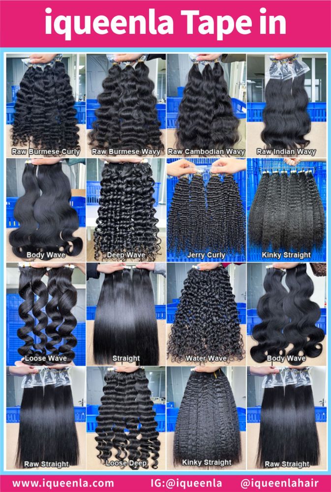 iqueenla Customize Raw hair Mink hair Tape in hair for all textures