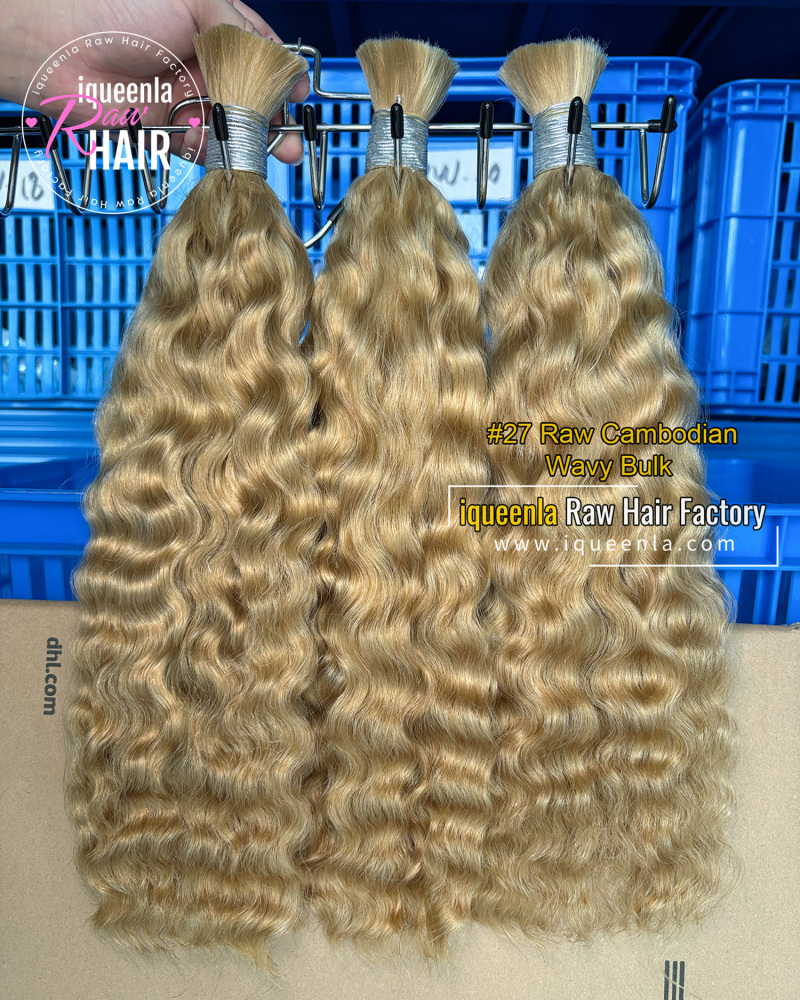 iquenela #27 Raw Cambodian Wavy No Weft Hair #27 Raw Cambodian Wavy Bulk Braiding hair